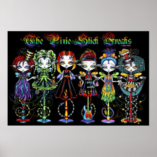 Poster Pixie Stick Freaks Rainbow Sideshow Circus Fairies