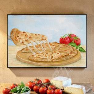 Poster Pizza au Fromage Classique Aquarelle
