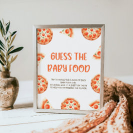 Poster Pizza Baby shower Devinez Le Panneau Alimentaire B