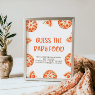 Poster Pizza Baby shower Devinez Le Panneau Alimentaire B