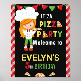 Poster Pizza bienvenue signe Pizza vert rouge fête pizza