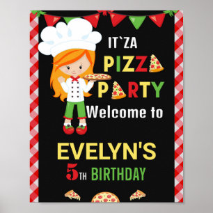Poster Pizza bienvenue signe Pizza vert rouge fête pizza
