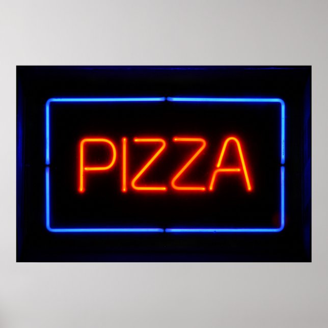 Poster PIZZA Blue et Red Neon Sign (Devant)