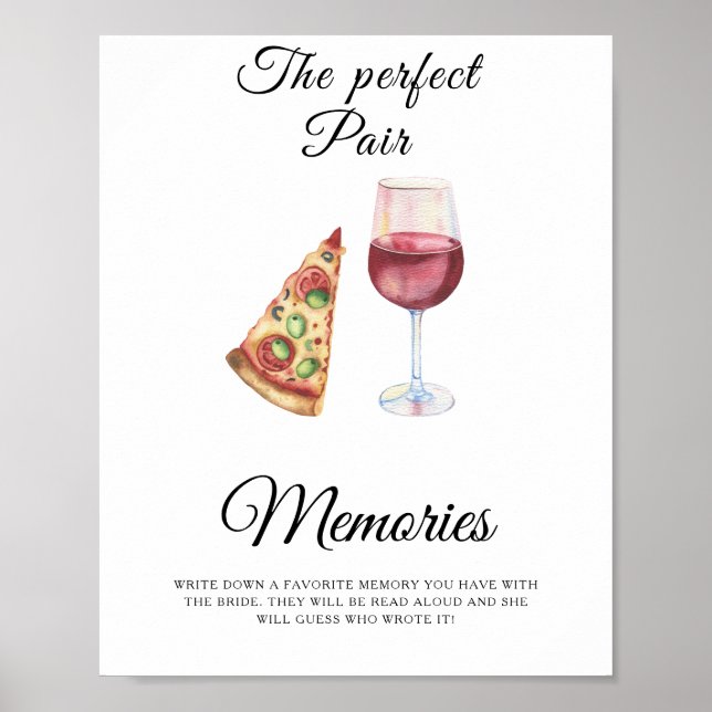 Poster Pizza de vin Fête des mariées souvenirs avec la ma (Devant)