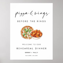 Poster Pizza et ailes avant le dîner de répétition des an