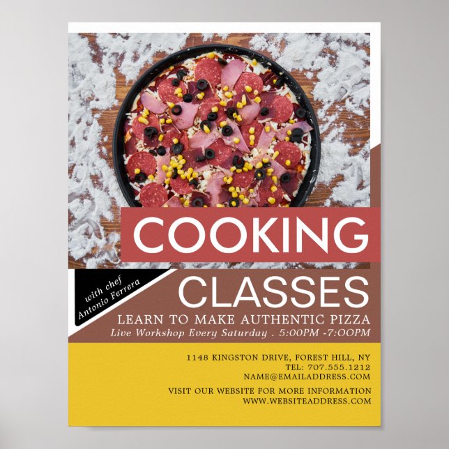 Poster Pizza fraîche, classes de Cuisines Publicité (Devant)