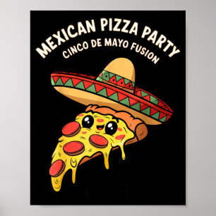 Poster pizza mexicain fête cinco de mayo fusion mexicain