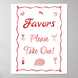 Poster Pizza rouge qui est une Fête des mariées préférée