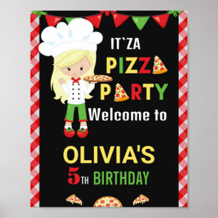 Poster Pizza signe de fête de bienvenue Pizza cuisine