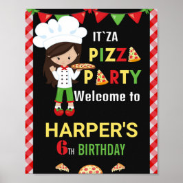 Poster Pizza signe fête de bienvenue fête d'anniversaire 
