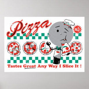 Poster Pizza toute tranche de la manière I il rétro copie