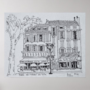 Poster Place de L'Hotel de Ville Aix et Provence