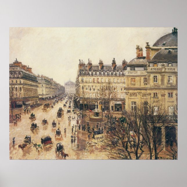 Poster Place du Théâtre Français, Paris Pluie par Pissarr (Devant)
