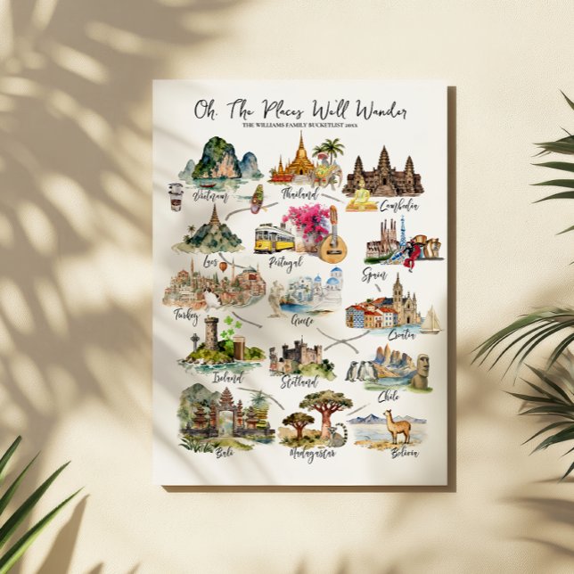 Poster Places We’ll Wander | Monogram Travel Bucket List (Créateur téléchargé)