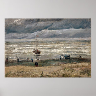 Poster Plage à Scheveningen dans Stormy Météo par Vincent
