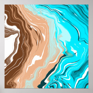 Poster Plage Abstraite Fluid Art