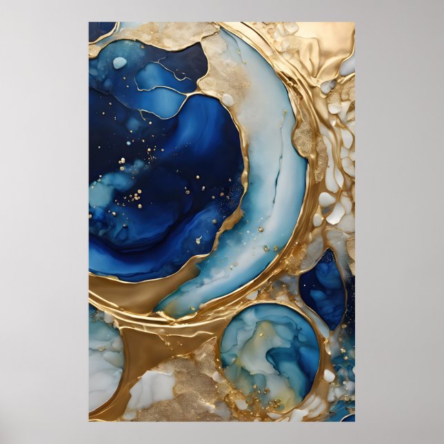 Poster Plage Abstraite Gold-Navy (Devant)