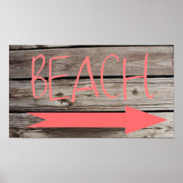 Poster Plage Ainsi Faux Wood