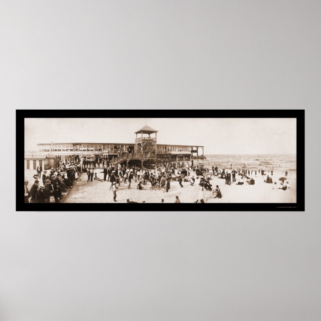 Poster Plage Amusante Asbury Park Photo 1902 (Devant)