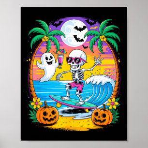 Poster Plage Amusante Halloween Vibes Summerween Skeleton