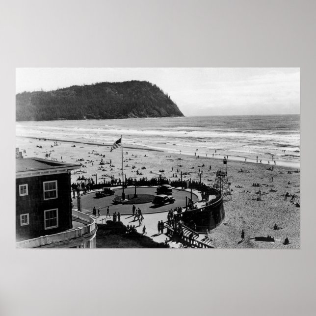 Poster Plage au bord de la mer et Promenade (Devant)
