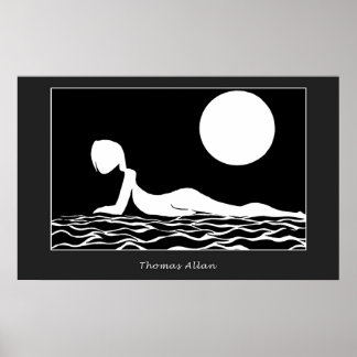 Poster Plage au clair de lune