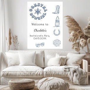 Poster Plage Bachelorette Côte Cowgirl bleu Bachelorette 