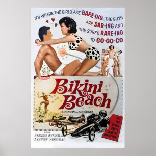 Poster Plage Bikini, Annett Funicello, Frankie Avalon