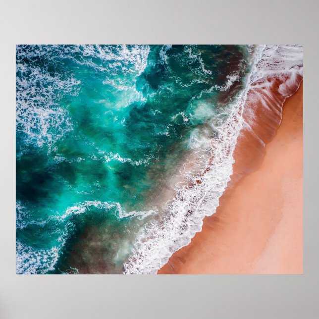 Poster Plage Bleu de l'océan littoral (Devant)