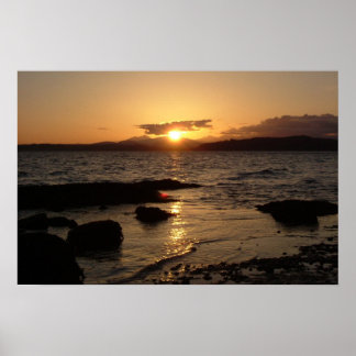 Poster Plage d'Alki, coucher de soleil