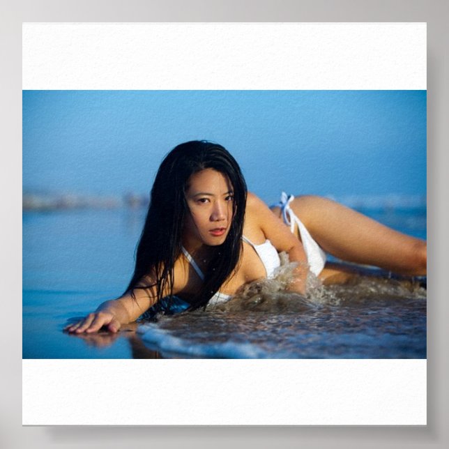 Poster Plage de bikini blanc (Devant)