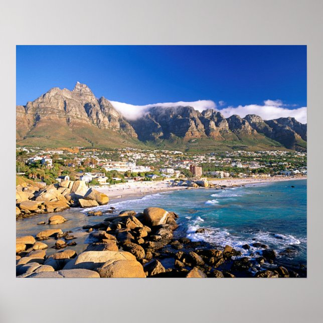Poster Plage de Camps Bay et la chaîne des Douze Apôtres (Devant)