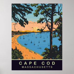 Poster Plage de Cape Cod, Massachusetts, Voyage Ancien