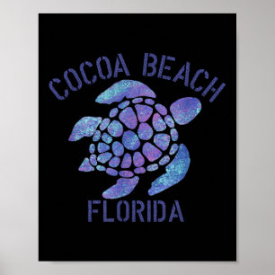 Poster Plage de Cocoa, Floride Plage Design _ Tortue trib