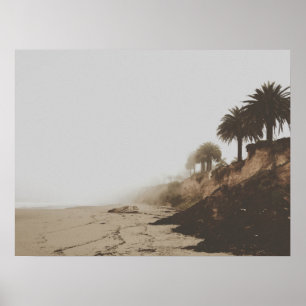 Poster Plage de Foggy tonique Chaleureuse avec Palmiers