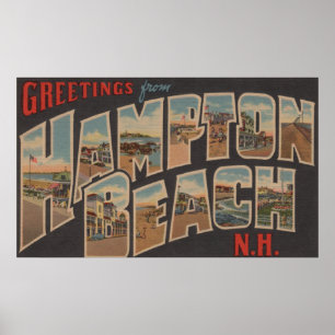 Poster Plage de Hampton, New Hampshire - grande lettre