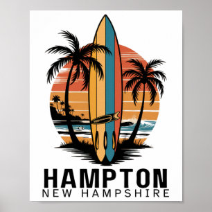 Poster Plage de Hampton New Hampshire Surf Surfiste