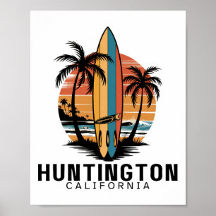 Poster Plage de Huntington Beach Californie Surfant Surfe