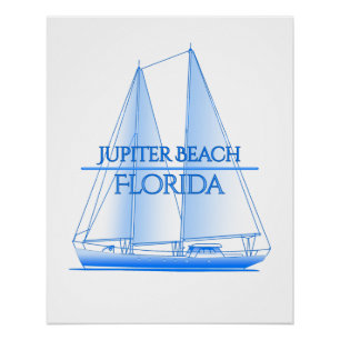 Poster Plage de Jupiter Plage Côtière Nautique Voile