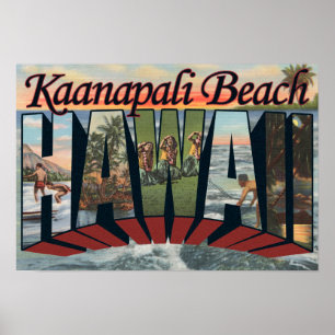 Poster Plage de Kaanapali, Hawaï - grandes scènes de