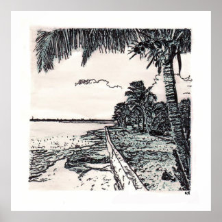 Poster Plage de Lochabar, Long Island, Bahamas