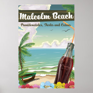 Poster Plage de Malcolm, Providenciales, Îles Turques-et-