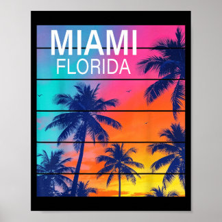Poster Plage de Miami Floride Vintage Sunset Vacances d'é