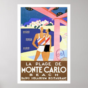 Poster Plage De Monte Carlo de La