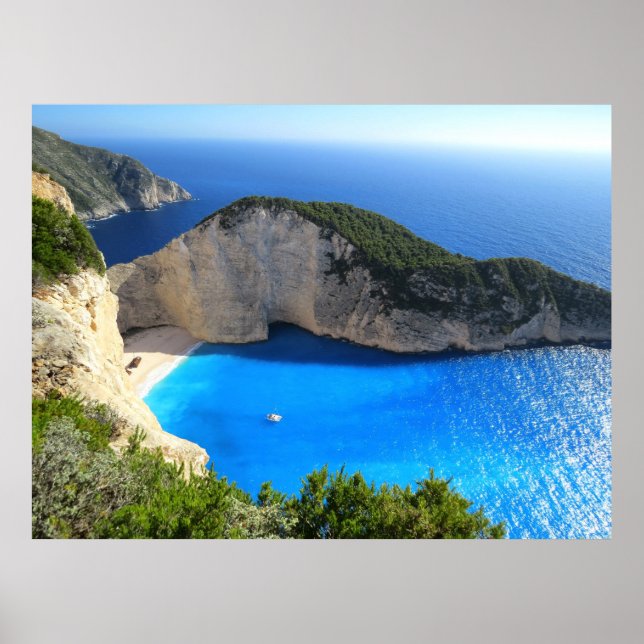 Poster Plage de Navagio, Zakynthos, Grèce (Devant)