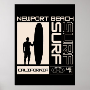 Poster Plage de Newport Beach Californie États-Unis Surf