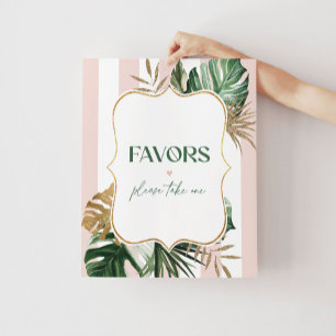 Poster Plage de palmiers à rayures roses préférées, prene