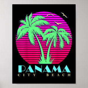 Poster Plage de Panama City Palmiers des années 80 Couche