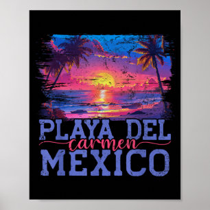 Poster Plage de Playa Del Carmen au Mexique Été Tropical