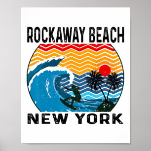 Poster Plage de Rockaway New York Surfing Planche de surf